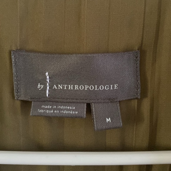 Anthropologie size medium Olive green two pocket collared blouse - Picture 2 of 8